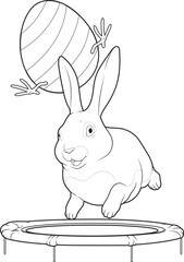 Bunny Easter Easter egg Trampoline Animal Vector Graphic Art Illustration