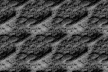 Texture Knitting. Gray Seamless Knitted Pattern.