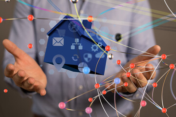 iot home Telecommunication network and wireless mobile internet - 3d