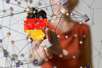 Abstract of germany map network, internet and global connection concept, Wire Frame 3D. - 756524782