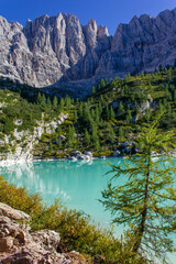 Naklejka na ściany i meble Lago di Sorapis, Dolomite Alps, Italy, Europe