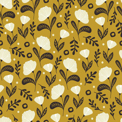 Vector abstract seamless simple floral pattern. Flower pattern. Spring pattern. Pattern for textiles or for cover. Wallpaper.