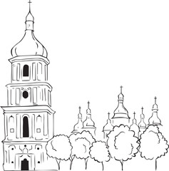 Kyiv, cathedral, Ukraine, Sofia Kyiv, Symbols of Ukraine, Monument of Kyiv, vector, History of Ukraine, Buildings of Kyiv.