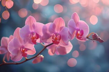 Stunning pink orchids showcased against a dreamy, light-filled bokeh background