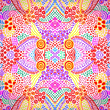Doodle Tribal Pattern. Bright Aztec Brush.