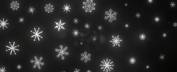 Fototapeta na wymiar Snowflakes - With Realistic Snowflakes Overlay On Light Silver Backdrop. Xmas Holidays