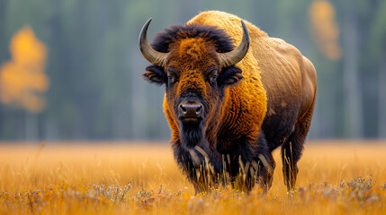 American Bison Grazing on the Plains