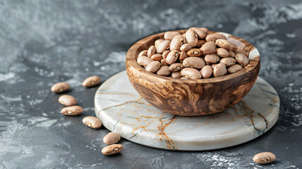 Raw Dry Pinto Beans on Marble Board