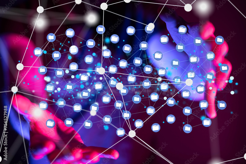 Poster data network 3d digital info