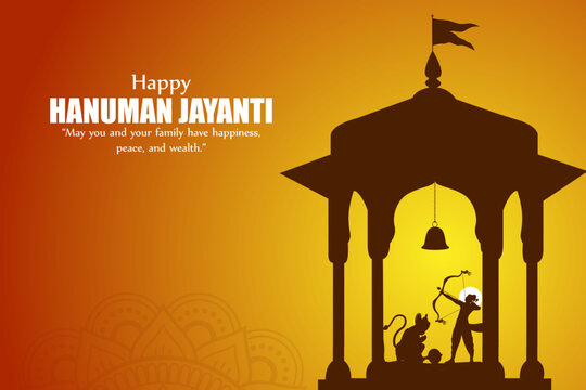 Vector illustration of Happy Hanuman Jayanti social media feed template