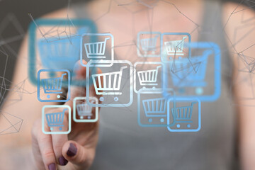 Shopping Cart Flat Design E-Commerce Icon - neural network exposure digital