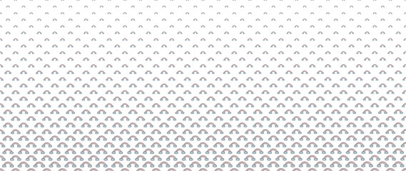 Blended  doodle hand drawn of pastel clouds and rainbows on white for pattern and background, halftone effect.