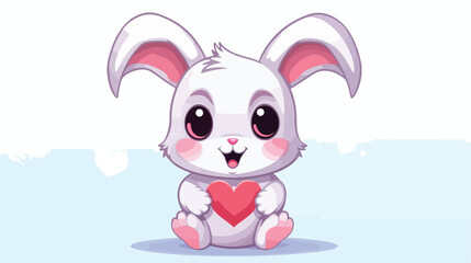 Cute rabbit with heart symbol cartoon. Animal vector