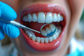 Detailed dental examination showcasing healthy teeth with dental tool