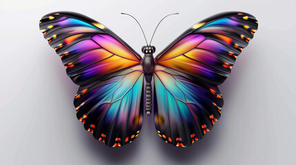 A butterfly with colorful wings on transparent background