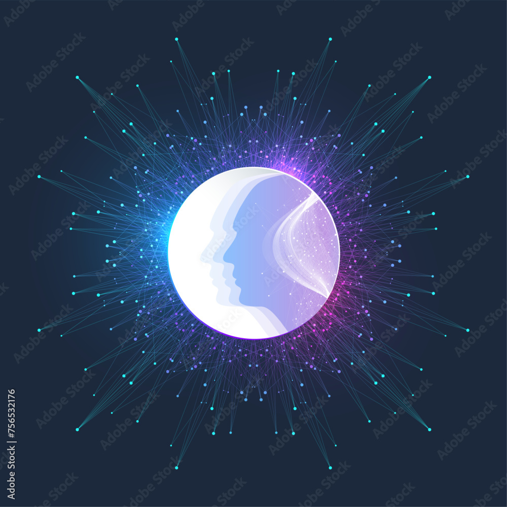 Aufkleber AI Generative Banner Concept In The Digital Style. Generative Ideas Design Element For Internet Technology. Futuristic Technology Concept Artificial Intelligence.