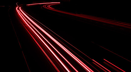 lights of cars driving at night. long exposure