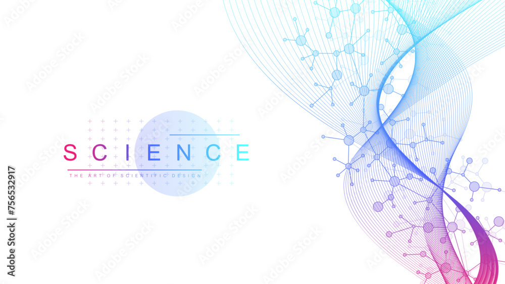 Aufkleber dna abstract background with deoxyribonucleic acid structure and cell molecules for science research