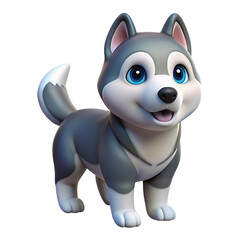 3d winter icon with husky on transparent