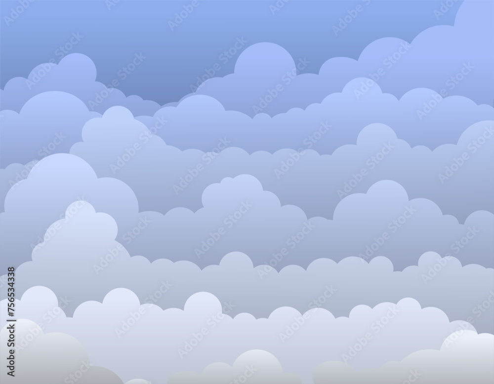Wall mural abstract clouds in blue colors. the clouds in the sky are drawn with a gradient. vector illustration