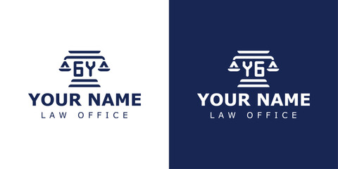 Letters GY and YG Legal Logo, suitable for lawyer, legal, or justice with GY or YG initials
