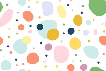flat design abstract shape, dot, dashed line, watercolor on white background, spring pastel color palatte, seamless patern