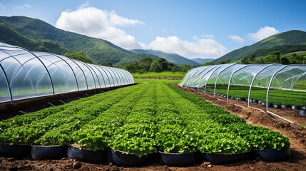 Greenhouse for growing fresh organic vegetables and fruits in sustainable agricultural practices