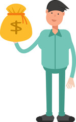 Male Character Holding Dollar Sack
