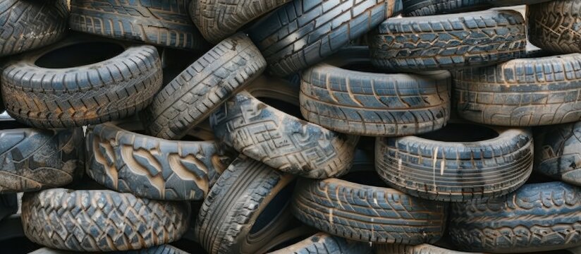 stacked car tires ready for sale