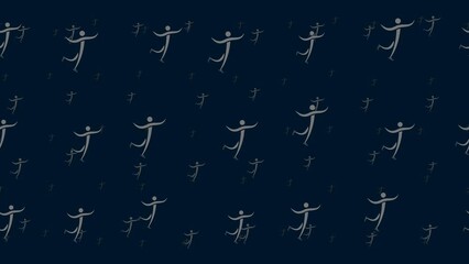 Figure skating symbols float horizontally from left to right. Parallax fly effect. Floating symbols are located randomly. Seamless looped 4k animation on dark blue background - Powered by Adobe
