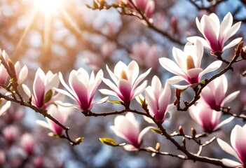 pink magnolia flowers, nature, flower, spring