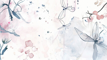 Light background with watercolor flowers
