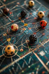 Soccer strategy board with pieces, planning the next big win.