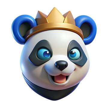 3d cartoon character of a panda wearing crown