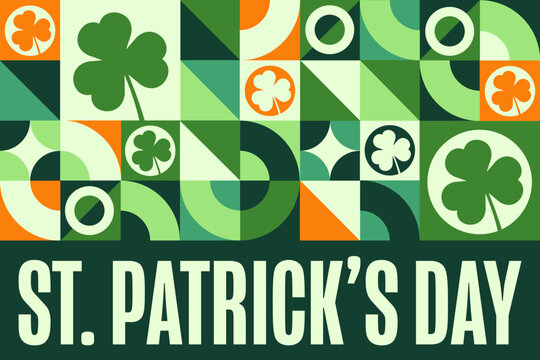 Happy St. Patrick’s Day. March 17. Holiday concept. Template for background, banner, card, poster with text inscription. Vector EPS10 illustration. - Powered by Adobe