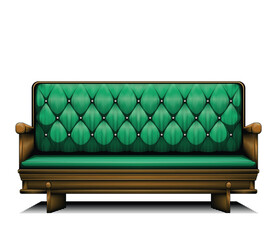 Vintage couch. Vector illustration in engraving technique of elegant retro style leather sofa.