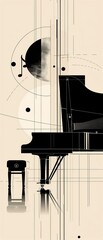 A minimalist yet powerful depiction of a piano and a treble clef blending seamlessly in a modern aesthetic.