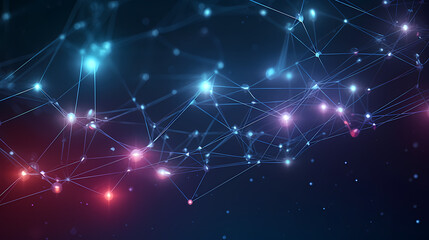 Fototapeta premium Blue background with dots and lines in the style of interwoven network