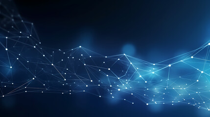 Blue background with dots and lines in the style of interwoven network