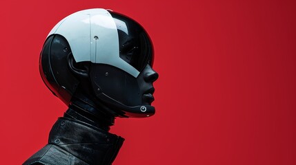 Futuristic Robot-Style Helmet Fashion Portrait - obrazy, fototapety, plakaty