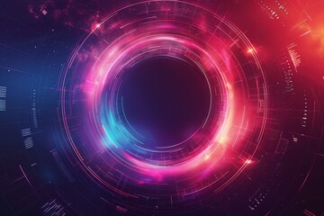 Colorful HUD Circle interface line abstract futuristic technology background. Generative AI