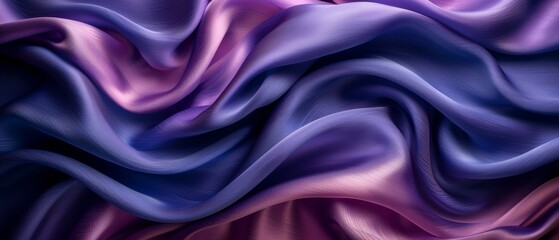 Background color is black, blue, purple silk satin with room for text or product placement. Wavy folds on shiny fabric, luxurious deep lilac background. Thanksgiving, Valentine's Day, Black Friday,