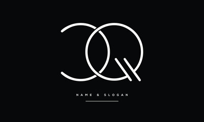 Alphabet Letters CQ,Q C , Initials Logo Monogram