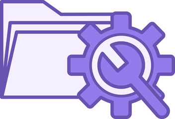 Colored Testing Icon. Vector Icon of Computer Folder, Gear, and Wrench. Programming and Coding Concept