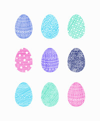 Hand painted Easter eggs. Collection. Vector illustration
