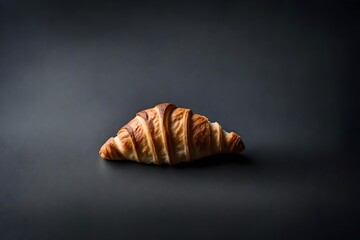 minimalist croissant presentatrion on slate background