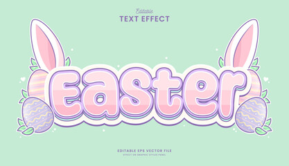 decorative easter bunny editable text effect vector design