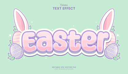 decorative easter bunny editable text effect vector design