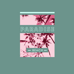 Paradise beach palm tree summer poster design