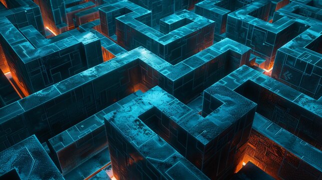 A cybersecurity maze featuring honeypots to entice attackers deception technologies as false leads sinkholes trapping malicious activities tarpits hindering progress padded cell